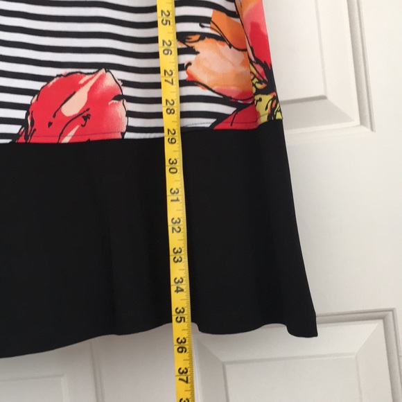 HP🔥 RN Studio Women’s Dress M Sleeveless Floral Bright Tropical Black Border - Picture 8 of 11